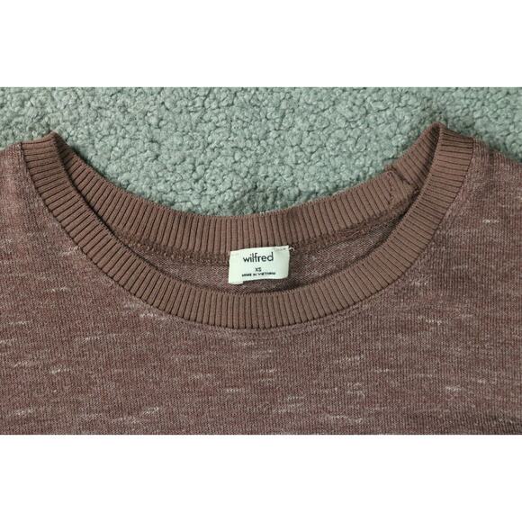 Aritzia Wilfred Sweater Xs Berri Marled Brown Ribbed Pipping Crew Neck Pullover - Picture 2 of 6